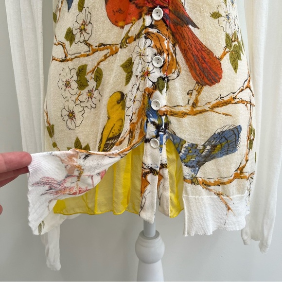 RARE Anthropologie Moth Aviary Gate Bird Cardigan Sweater Long line Y2K Medium - Picture 5 of 10